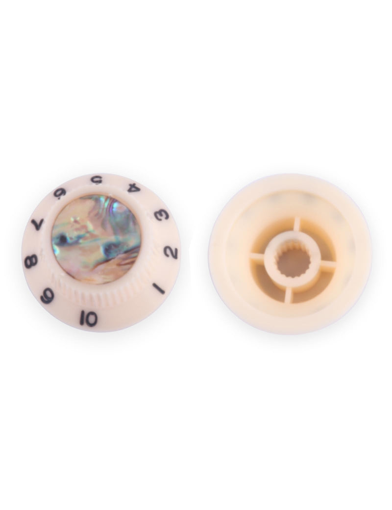 Guitar Knobs Abalone Top Speed Control Knobs 6mm Shaft Pots Volumn Tone Knobs Compatiable with Strat Stratocaster Electric Guitar Set of 3Pcs Ivory.