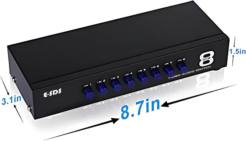 [AUSTRALIA] - E-SDS 8-Way RCA Switch AV Switcher 8 in 1 Out Composite Video L/R Audio Selector Box for DVD STB Game Consoles 