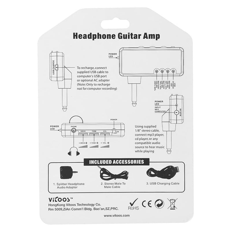 Electric Guitar Plug Mini Headphone Amp Amplifier Heavy Rock Compact Portable