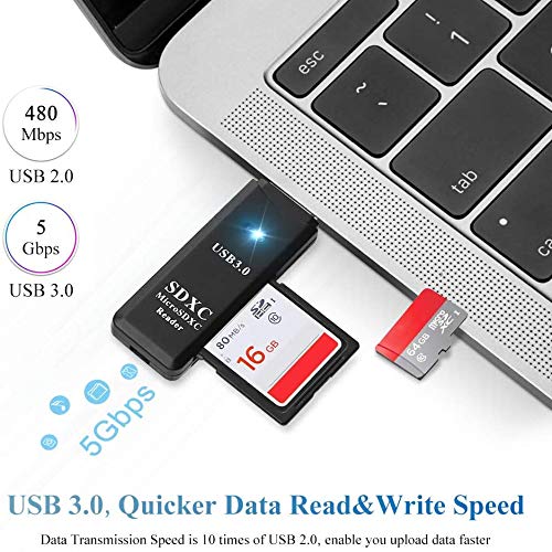 CFIKTE USB Card Reader，2 in 1 USB 3.0 HighSpeed Memory Card Reader Adapter for Micro SD, Micro SDHC, Micro SDXC, TF, SD Card, SDHC, SDXC, Dual Slots Hub,Up to 5Gbps Write and Read Speed (2 Pack) 2 PACK