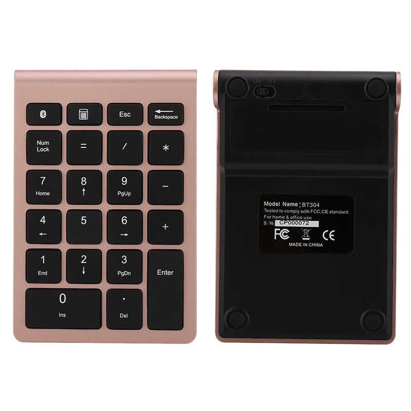 WESE Wireless Number Pads, 22 Keys Numeric Keypad Ultra Thin Extensions Number Keyboard Bluetooth 3.0 Portable Number Numpad for Laptop, PC, Desktop(Rose Gold)