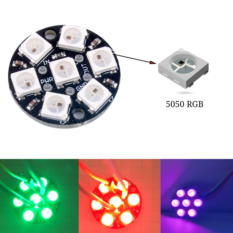 [AUSTRALIA] - WS2812 RGB LED Ring 7 x 5050 WS2812B 7 Bits with Built-in Drivers for Arduino Raspberry Pi Mirco:bit ESP32 Pack 