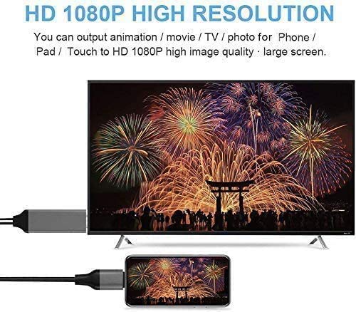 [Apple MFi Certified] Lightning to HDMI Adapter for Phone to TV,Compatible with iPhone,iPad, Sync Screen Connector Directly Connect on HDTV/Monitor/Projector NO Need Power Supply,Support IOS11.0 Black