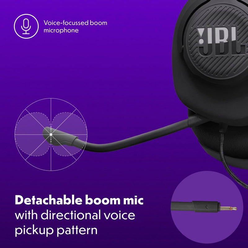 JBL Quantum 100M2 Wired Gaming Headset, Detachable Mic - Black | Memory Foam Ear Cushions And 3.5 Mm Jack Work With PC, PlayStation, Xbox, Nintendo Switch For Immersive PC Gaming Sessions