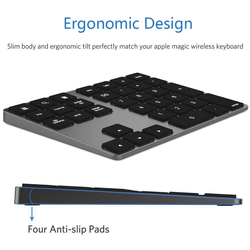 [AUSTRALIA] - Bluetooth Number Pad, Wireless Numeric Keypad, USB-C Rechargeable External 34-Keys Numpad, Financial Data Entry Keyboard for iMac, MacBook Air/Pro, PC Desktop, Laptop Notebook A-Black 