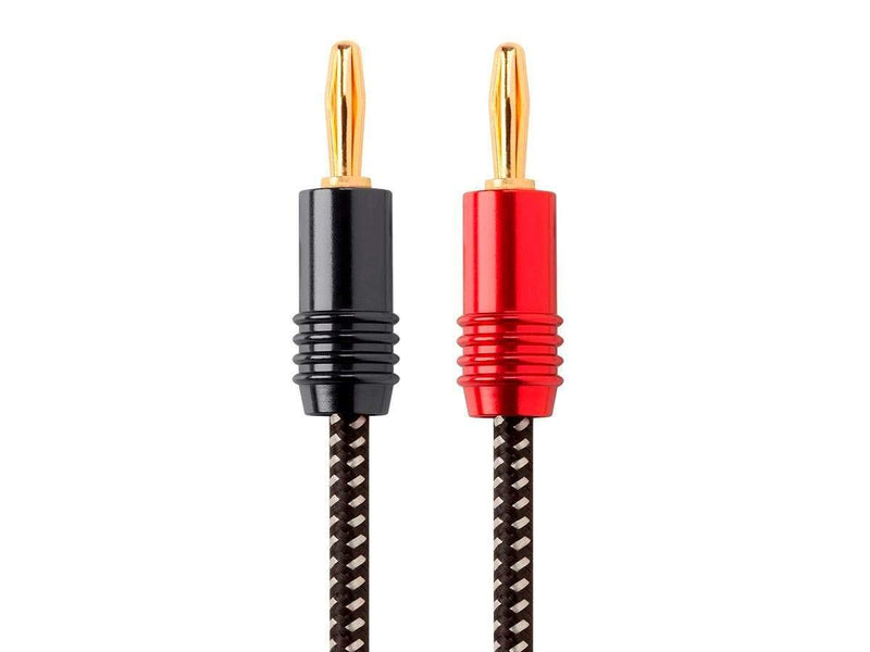 Monoprice Premium Braided Speaker Wire 14AWG - With Gold Plated Banana Plug Connectors - Affinity Series, 2 Pack, 6 Feet