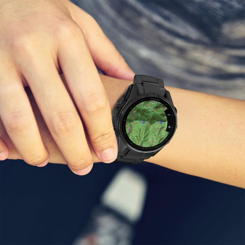 Tool Free Titanium QuickFit Metal Band for Fenix 8 47mm 51mm/Epix Pro Gen 2, 22mm 26mm No Gap Strap for Tactix/Instinct/Forerunner, Lightweight Skin-Friendly Durable for Running Outdoor Sports black