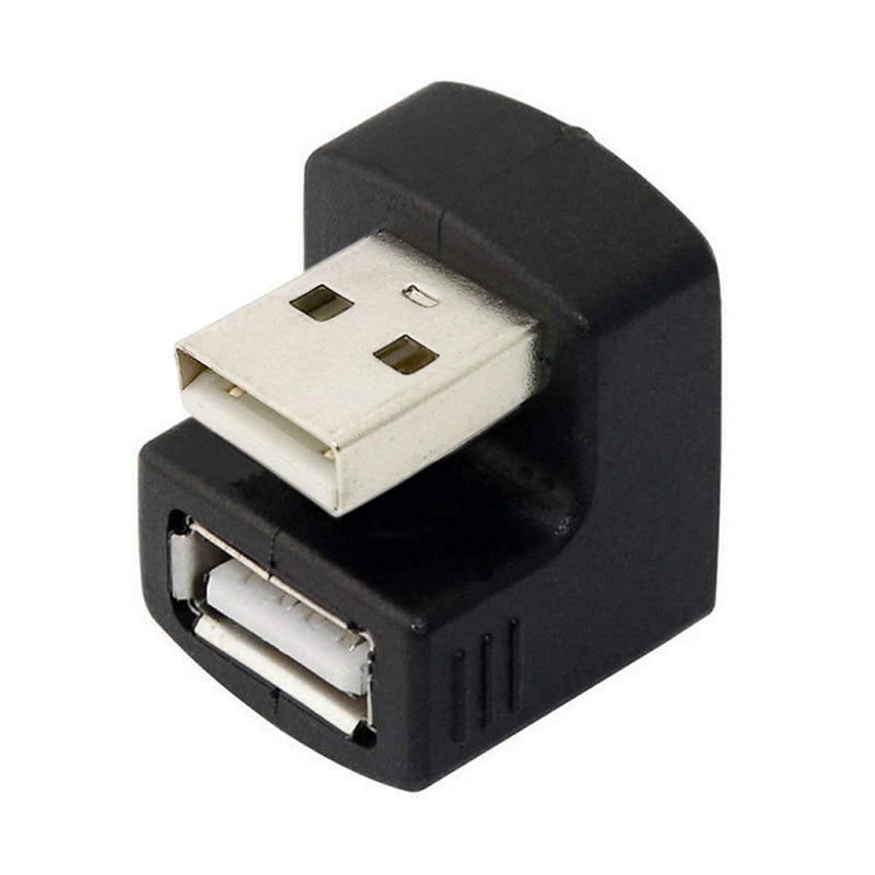 Cablecc Down Angled USB 2.0 Adapter A Male to Female Extension 90 180 360 Degree Black Black Down Angled