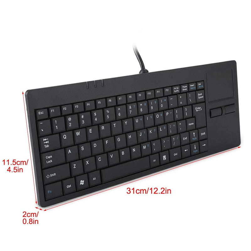 MC-818 82 Keys USB Keyboard Wired Keyboard Built-in Touchpad USB HUB Port Mechanical Button Structure Ergonomic Keyboard Mute Ultra-Thin Keyboard for Notebook/Desk, Black