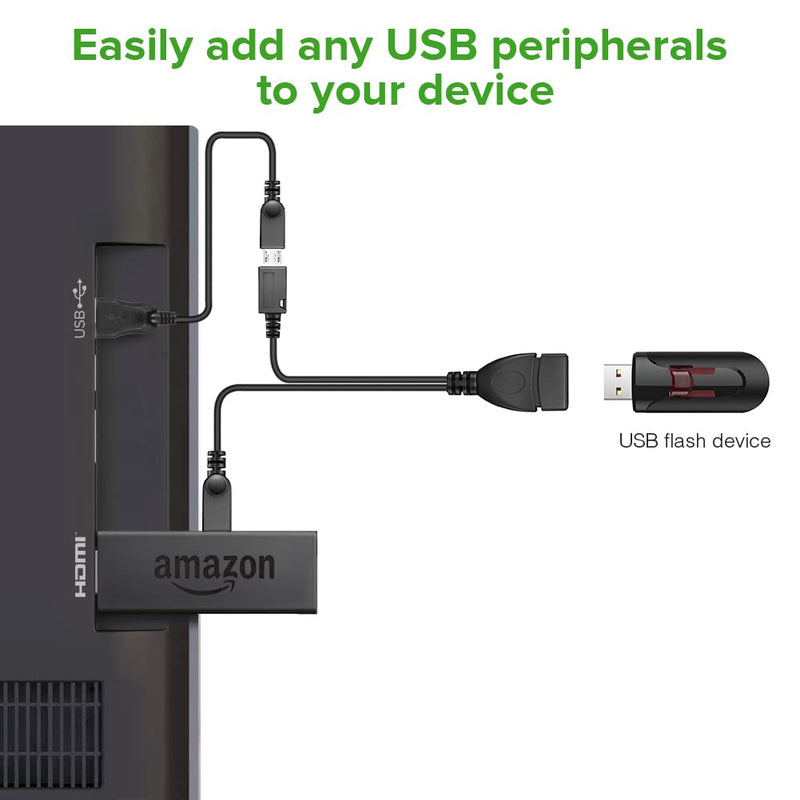 [2 Pack] ANDTOBO 2-in-1 Micro USB OTG Adapter with Power for Fire Stick/Host Devices etc- Black 2 Pack