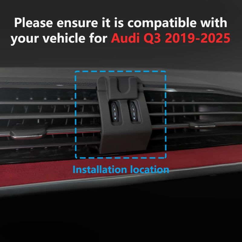 Car Phone Holder Mount for Audi Q3 2019-2025 Car Accessories Car Mount 360°Rotation for Car Phone Holder Magnetic Hands Free Compatible with iPhone Samsung Smartphones