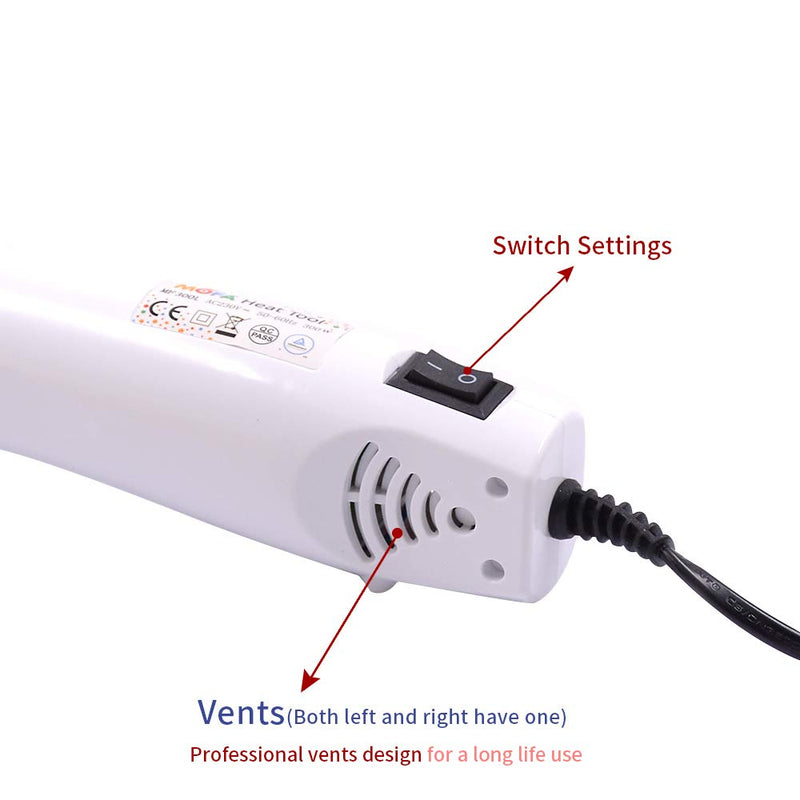 mofa Mini Heat Gun Electric 300 W Mini Shrink Heat Tool Embossing Heat Tool Mini Hot Air Gun DIY Tool (White) White