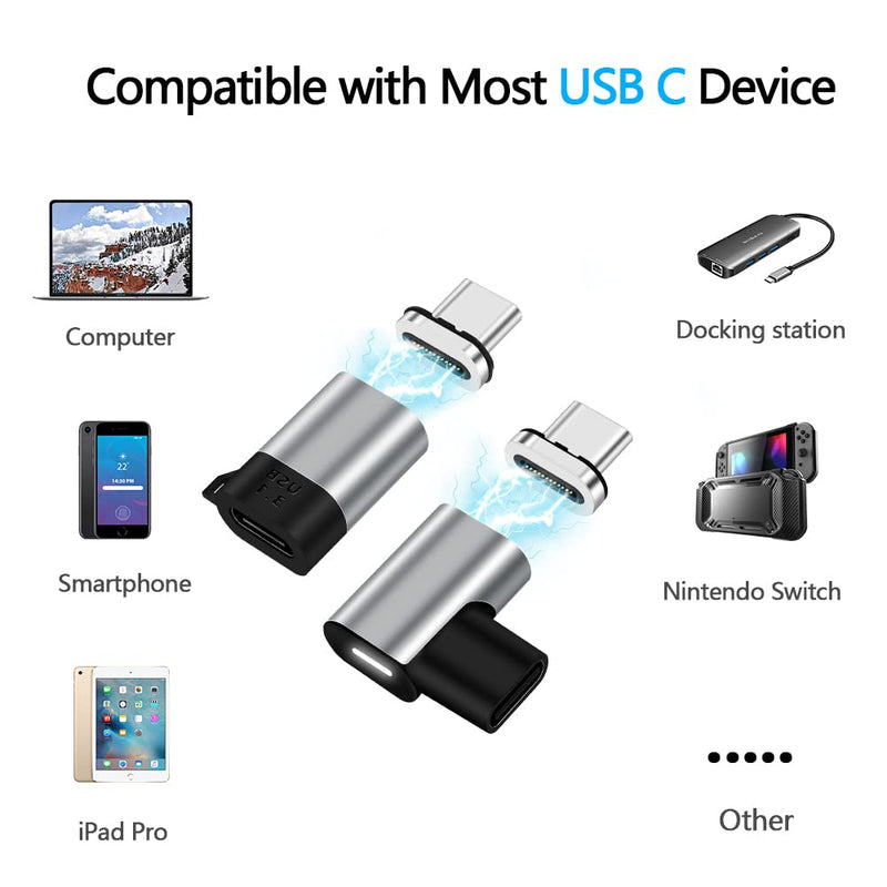 USB C Magnetic Adapter 24Pins Type C Connector Straight + Right Angle 4K@60HZ PD 100W Fast Charging 10Gb/s Data Transfer Compatible with iPad MacBook Pro Air Switch usb c magnetic adapter straight + right angle
