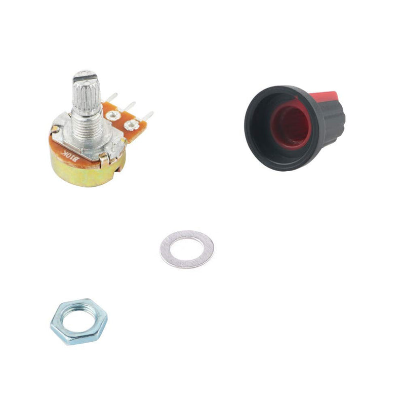 RUNCCI-YUN Potentiometer 10K 3 Terminal Rotary Potentiometer with Cap Nuts and Washer (B10K-10PCS) 10k ohm