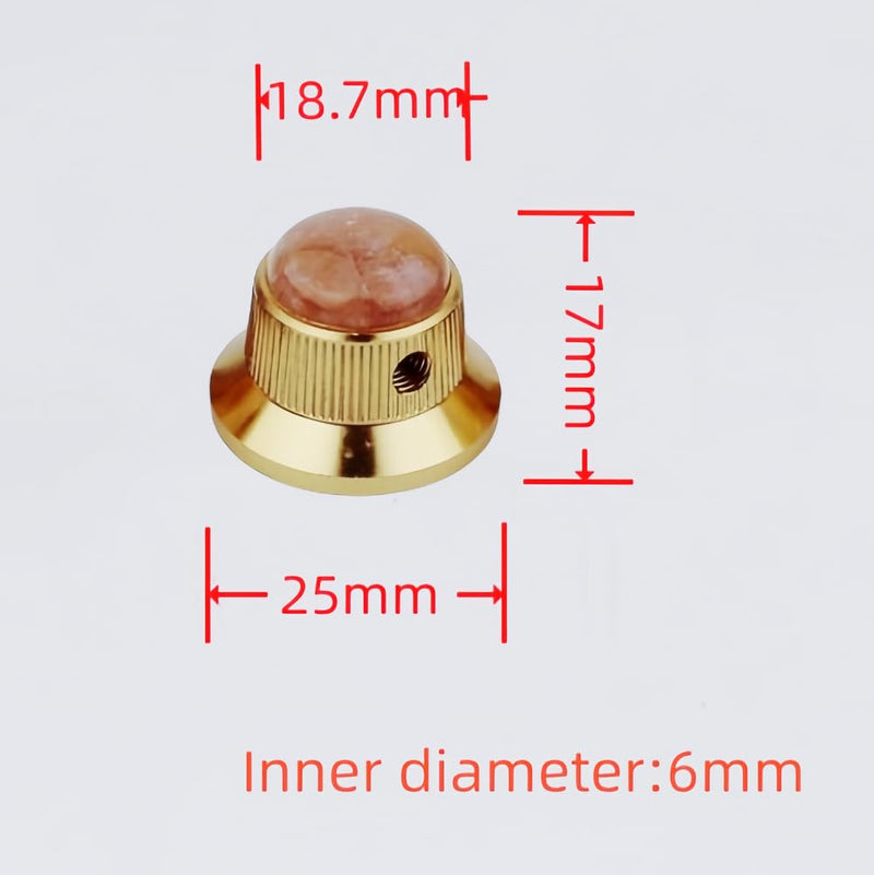 Guyker Top Hat Guitar Bass Potentiometer Control Knobs with 6mm Dia. Shaft Pots - 3PCS Aluminium Alloy Bell Speed Tone Volume Knob for Electric Guitar or Precision Bass, Tiger-Eye Top