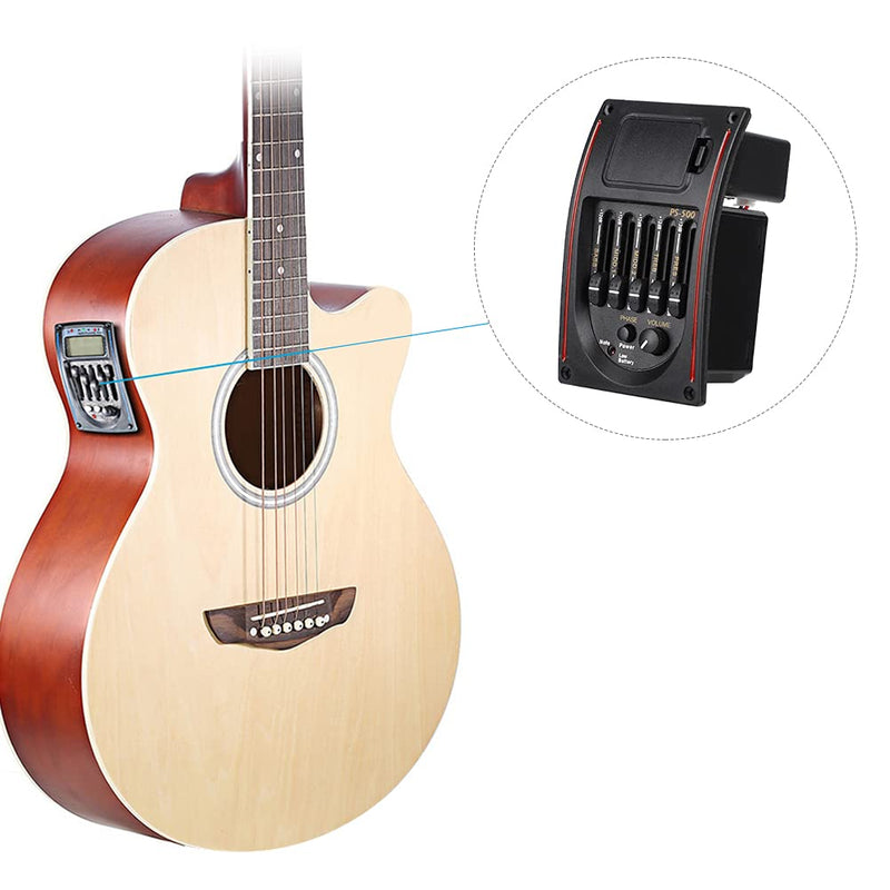 Acoustic Guitar Pickup, Guitar Preamp, 5 Band Electric Digital Equalizer Pickup with LCD Display