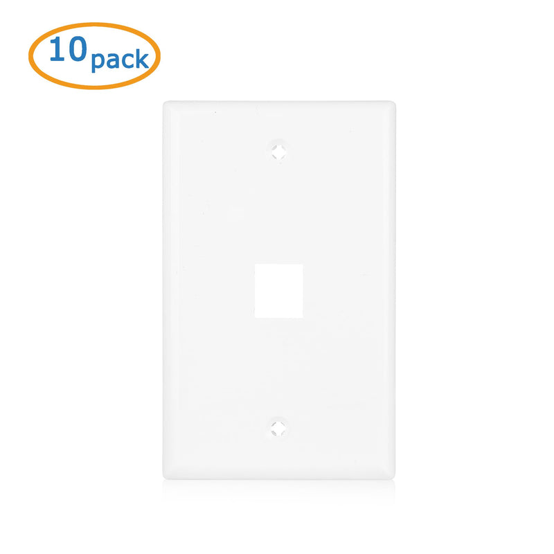 Cable Matters 10-Pack Low Profile 1-Port Keystone Jack Wall Plate, RJ45 Wall Plate for Keystone Jacks in White