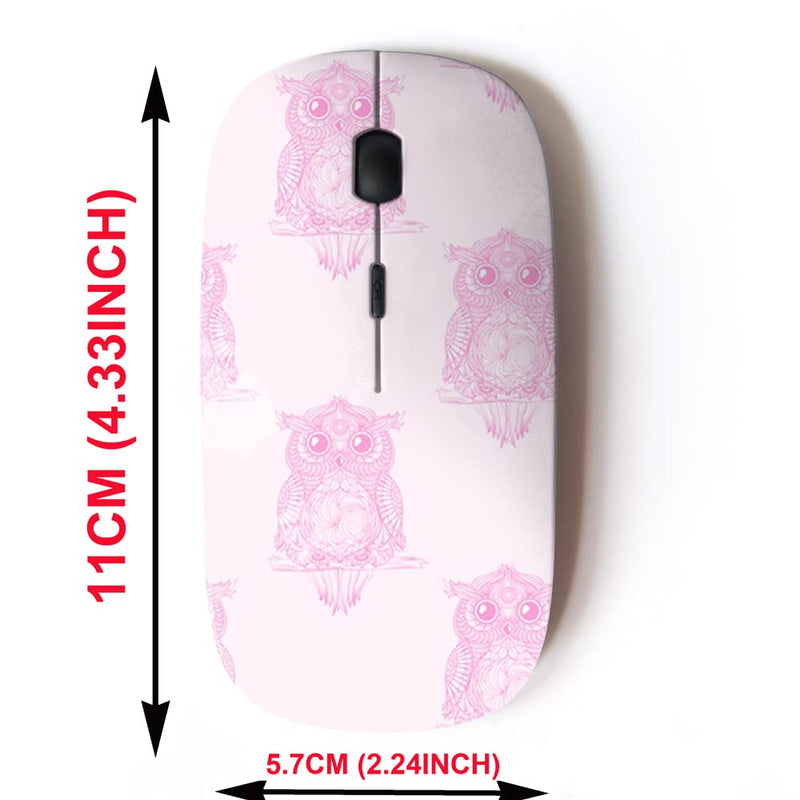 2.4G Wireless Mouse with Cute Pattern Design for All Laptops and Desktops with Nano Receiver - owl Design Zentangle