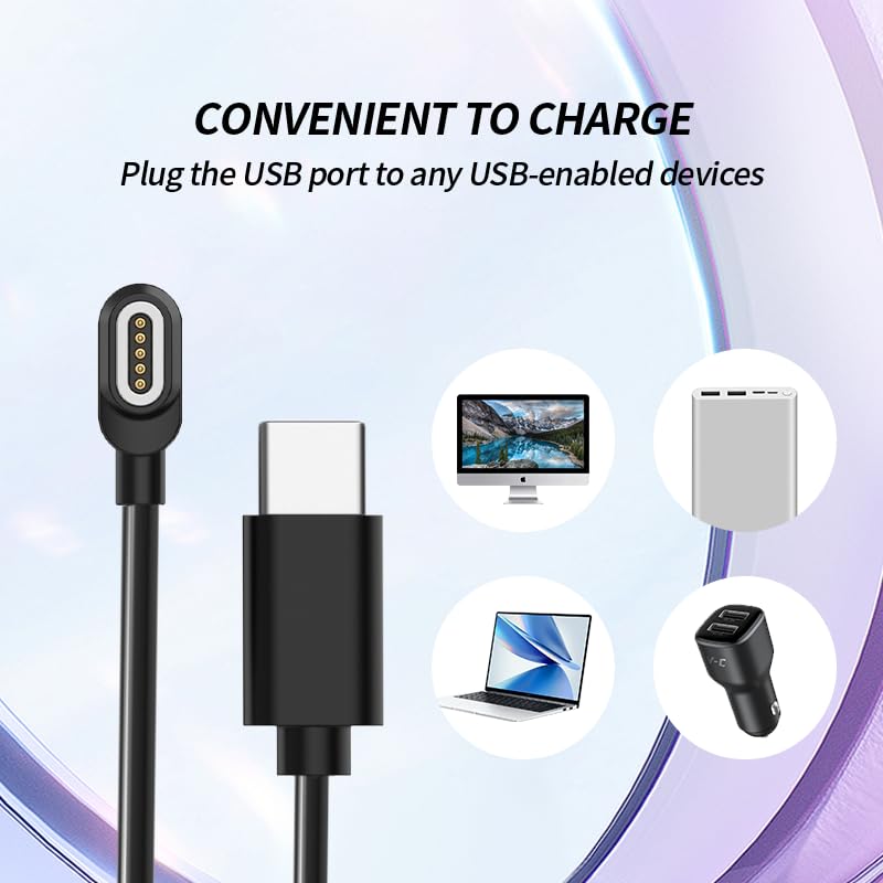 [2 Pack] for rokid Glasses AI Glasses Charger, Magnetic Replacement USB Charging Cable Compatible with rokid Smart Glasses Accessories.(Black)