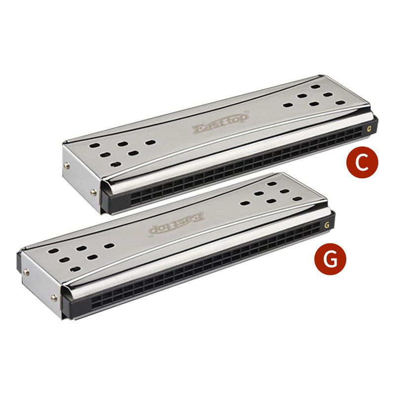 [AUSTRALIA] - Selected Reeds 24Holes Double-sided Double-tone Harmonica, Advanced C-tone G-tone Polyphonic Harmonica for Beginners, Adults and Students with Wooden Box (24holes) 