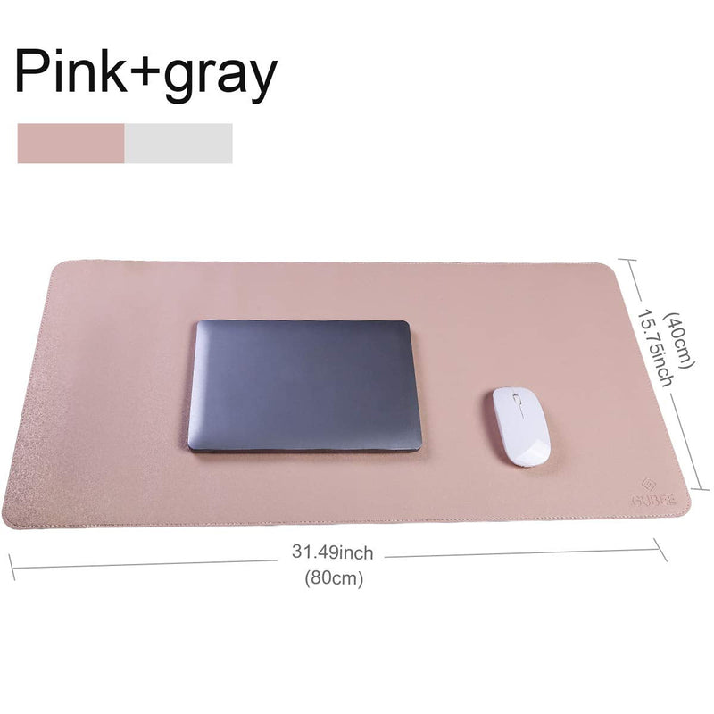 GUBEE PU Leather Multifunctional Office Desk Pad Mat,Waterproof Non-Slip Anti-Dirty Mouse Pad Mat for Office and Home,Travel,Large Size 31.5x15.75x0.08inch (Pink) Pink