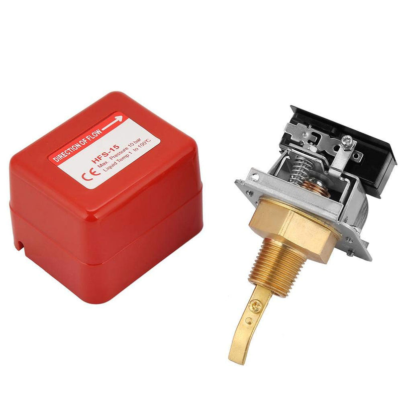 Flow Monitor, 1/2 Inch Adjustable Thread Connection SPDT Contacts Water Paddle Flow Valve Switch 1.0MPa Flow Regulator for Water Treatment System, Central Air Conditioning etc. (Red)