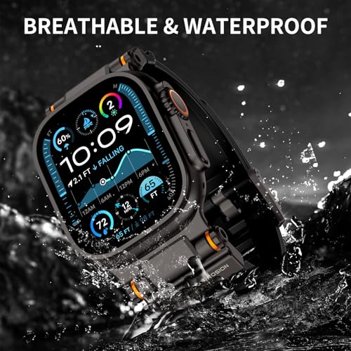 Rubber Band Compatible with Apple Watch Band 49/46/45/44/42mm, Orange/Black and Black/Black