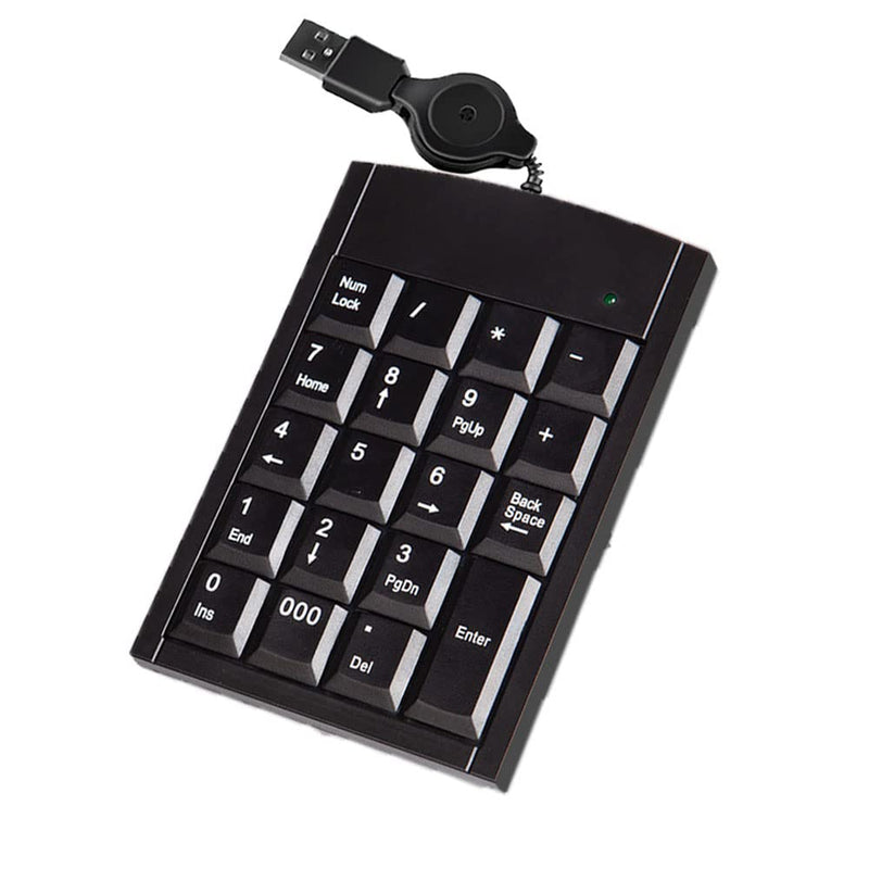 USB Numeric Keypad, Wired Numeric Pad for Laptop,19 Keys Ultra Slim Lightweight Ergonomic Portable Mini Number Pad - fr Desktop Computer PC,Surface pro,PC,Notebook iMac,Macbooks, with Retractable Cord retractable keypad