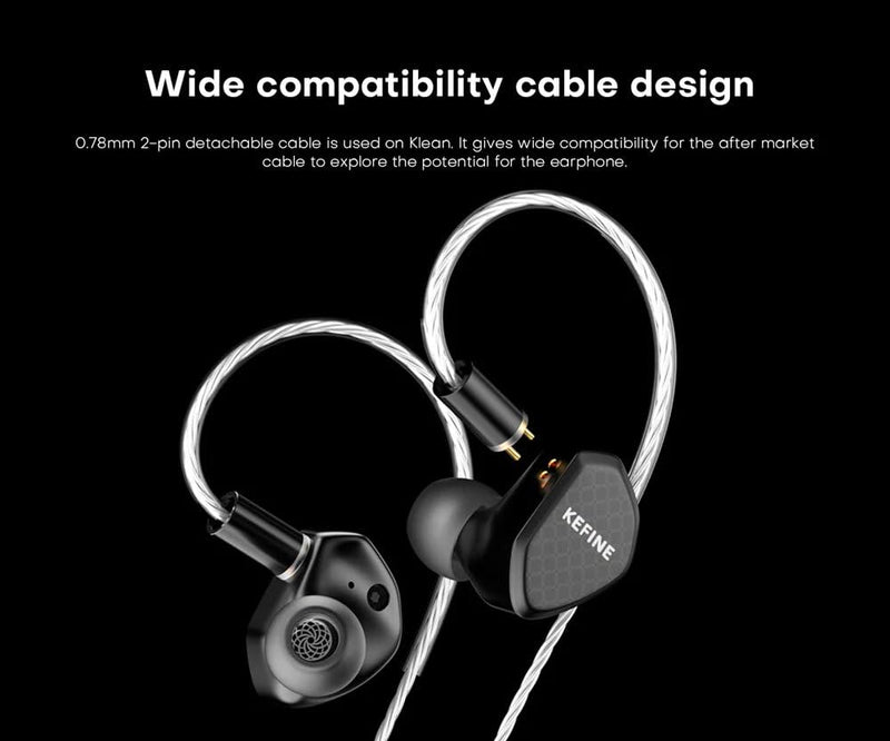 KEFINE Klean in-Ear Monitors, IEMs for Gaming, 10mm DLC Diaphragm Dynamic Driver Earphones, Dual-Cavity IEMs with Silver-Plated Copper Cable, 3.5mm Wired Earbuds (Black, No Mic 3.5mm) Black