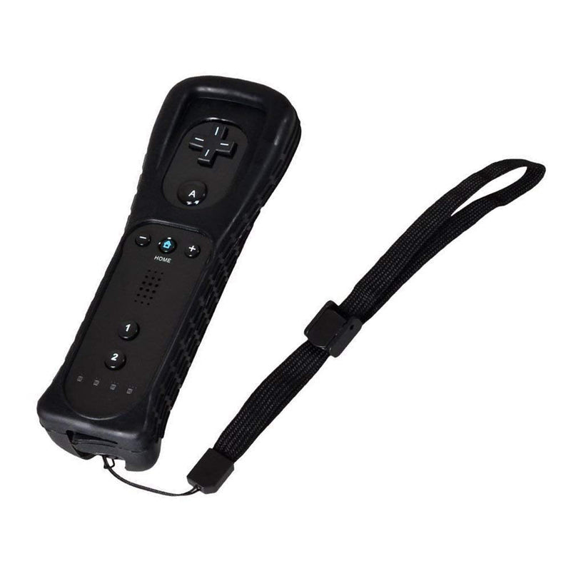 Remote Controller for Wii, Wii Remote and Nunchuck Controllers with Silicon Case and Strap for Wii and Wii U (Black) Black