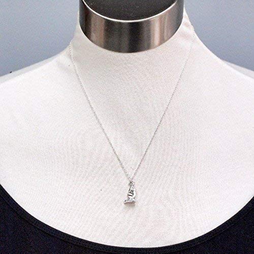 [AUSTRALIA] - Enchanted Leaves - Tiny Silver Microscope Necklace - Cute Laboratory Science Gift | Microscope Charm Necklace 