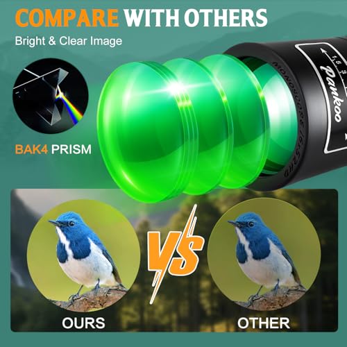 Pankoo 16X52 High Powered Monocular Telescope for Adults - Power Prism, Compact HD Scope, Perfect for Gifts, Hiking, Concert, Travelling & Bird Watching
