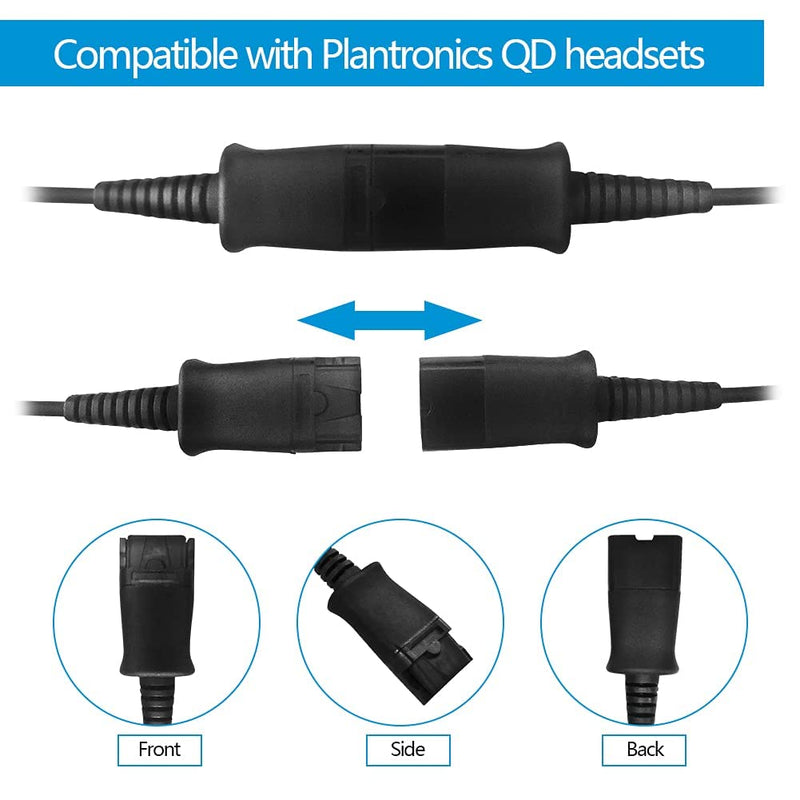 QD-to-USB Adapter Cable with Volume-Mute - 5PACK for 4-Pin Plantronic-QD Plug Headset