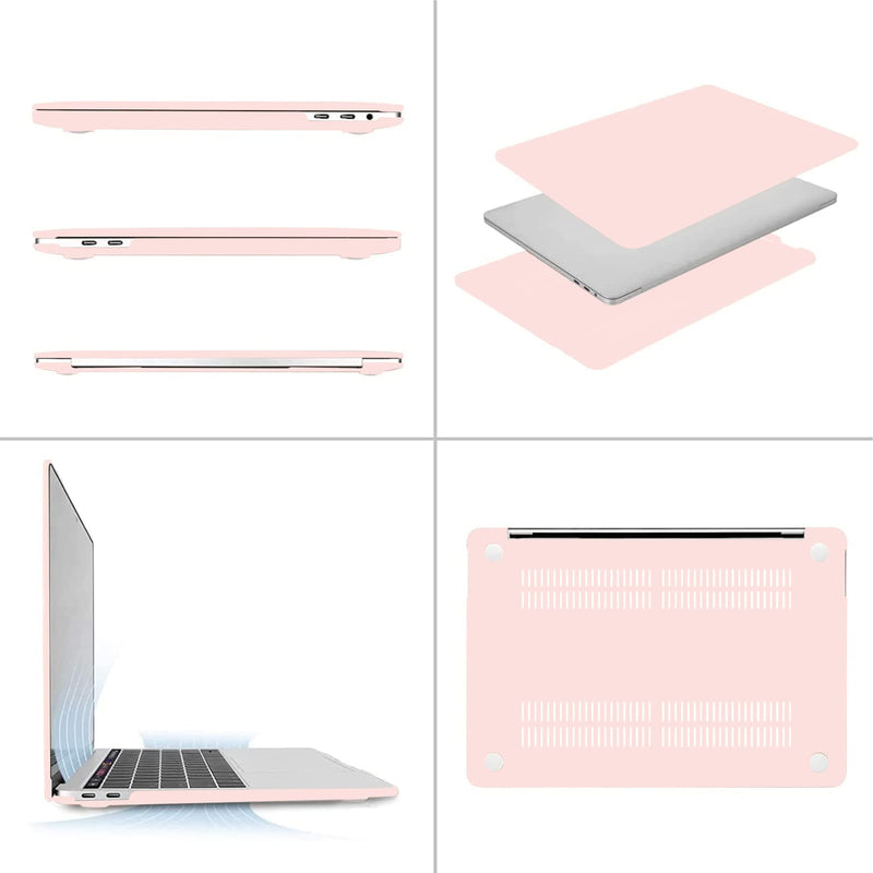 MOSISO Compatible with MacBook Pro 13 inch Case M2 2024, 2023, 2022-2016 A2338 M1 A2251 A2289 A2159 A1989 A1708 A1706, Plastic Hard Shell&Keyboard Cover&Screen Protector&Storage Bag, Chalk Pink
