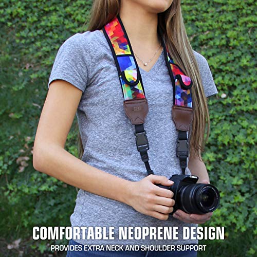 USA Gear Camera Sleeve (Geometric) + Camera Neck Strap (Geometric) - Bundle