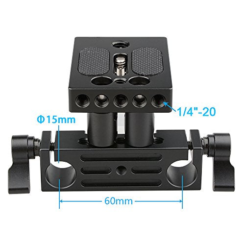 CAMVATE DSLR Baseplate Mount with Railblock Height Riser for 15mm Rail Rod Support System - 1237