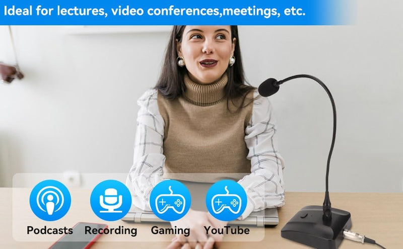[AUSTRALIA] - Gooseneck Condenser Microphone, 6.35mm Wired Microphone with Mute Button Desktop Microphone Computer Mic Podium Microphones Desktop Paging Mic Corded Voice Mic for Meetings Lectures Recording 
