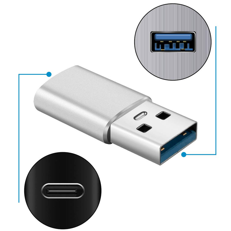Geekria USB 3.1 to USB-C Data Sync & Charger Adapter for PC, Laptop, Tablet, Flash Disk, External Hard Drive, USB Male to Type-C Female Converter for Charging and Data Transmission (2 Pack)