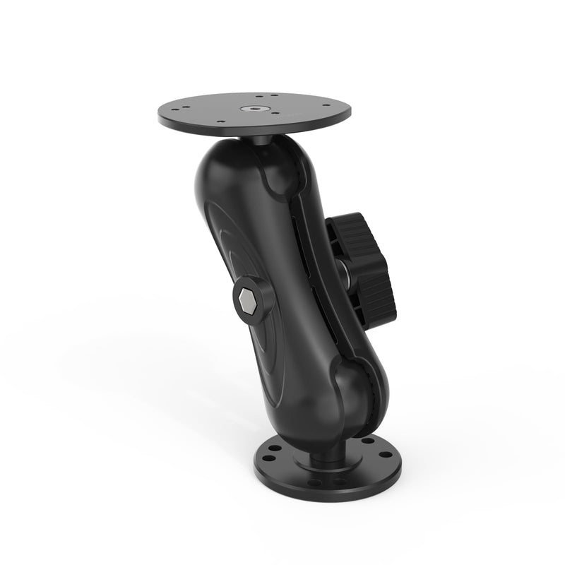 Aluminum Alloy Fish Finder Mount with C Size 1.5" Ball Rectangular Plate & Round Base, 5.19" Arm Marine Electronic Mount Compatible with Garmin,Humminbird Kit (Black)