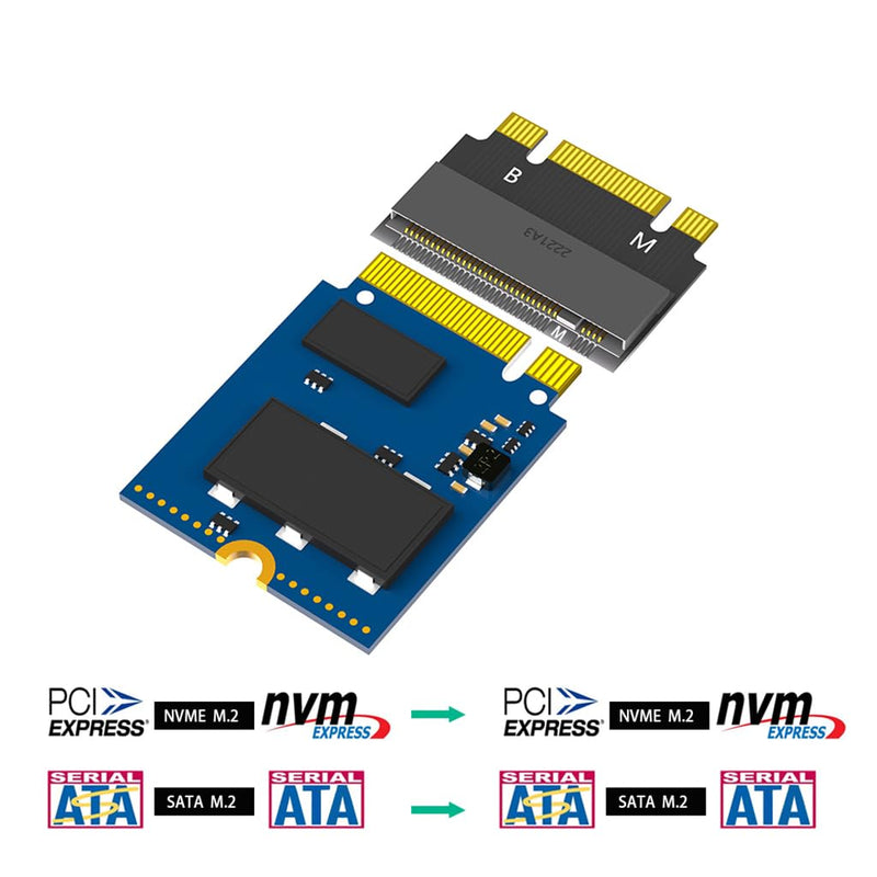 JMT M.2 NVME M-Key B+M 2230 to 2242 SATA-Bus SSD Extension Adapter Card Compatible with ThinkPad X270 X280 T470 T480 L480 T580 Serials (2230 to 2242)