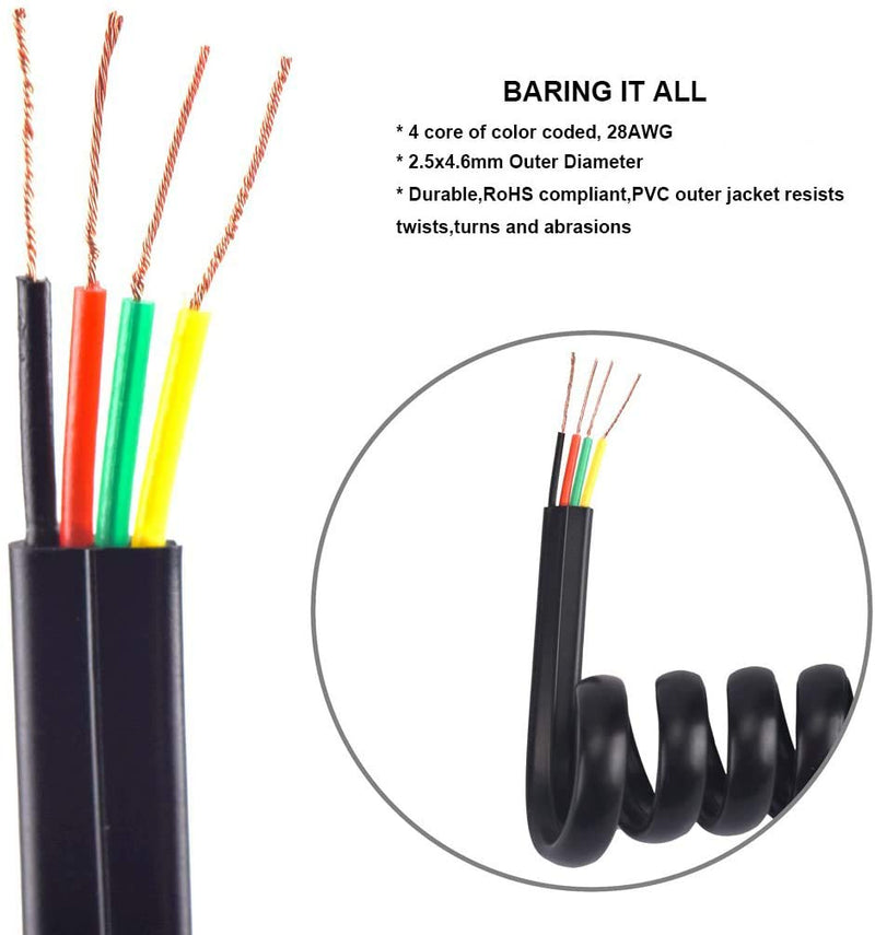 Telephone Handset Cord Detangler 1 Set, 1 Pack 360 Degree Rotating/Anti-Tangle Landline Cable and 1 Pack Telephone Handset Cord 7.5 Foot Uncoiled (1.2 Foot Coiled) 7.5FT