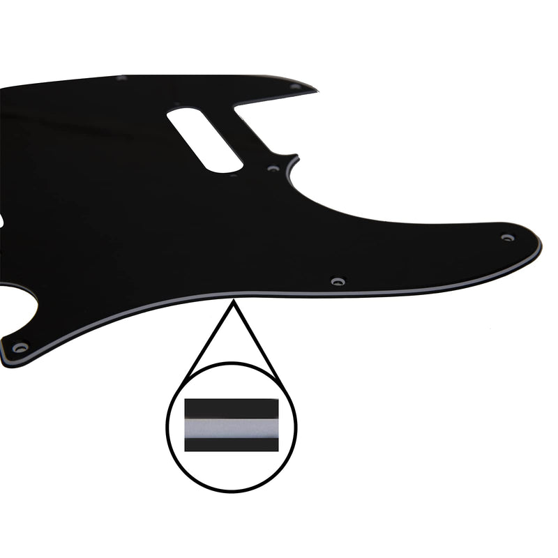 8 Hole Tele Guitar Pickguard Scratch Plate Compatible with USA/Mexican Fender Telecaster (3Ply Black)