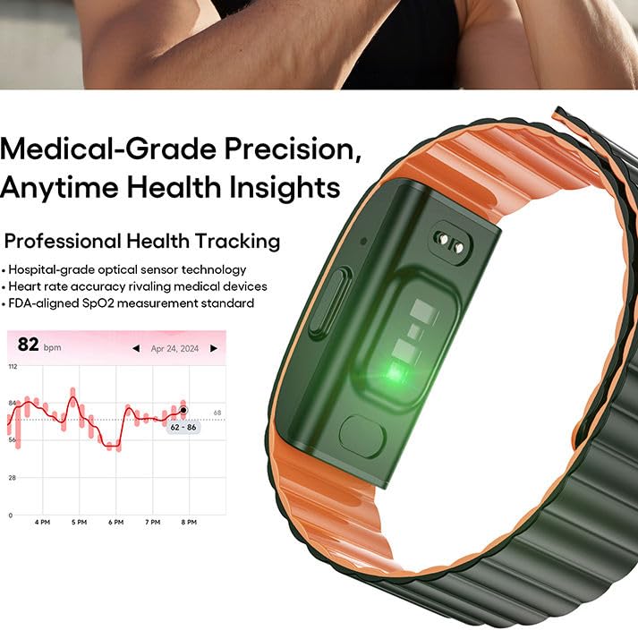 Nine V4 Silver EDA GSR Skin Sensor Smart Band Fitness Tracker Telemedicine Devices Smart Health Bracelet De Smart Watch Bands (Black and Grey)