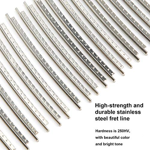 HURRISE Guitar Fret Wires 2.7mm 24 Frets Stainless Steel Fretwire Compatible with Electric Guitar Bass Guitar Fingerboard Replacement