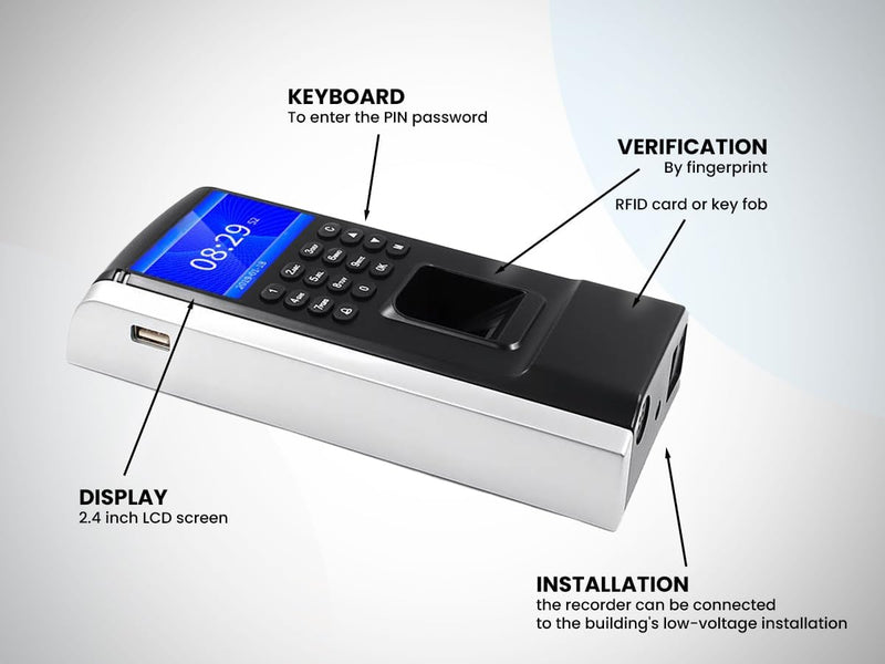 HDWR CTR12 Stamping in the Machine, Time Attendance, Timing Clock with Fingerprint, Password and 125kHz RFID Card System, Scheduling, Employee Time Attendance