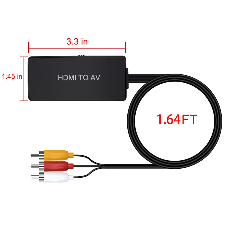 HDMI to RCA Converter, HDMI to Composite Video Audio Converter Adapter, HDMI to AV, Supports PAL/NTSC for PS4, Xbox, Switch, TV Stick, Blu-Ray, DVD Player, HDMI to RCA Converter