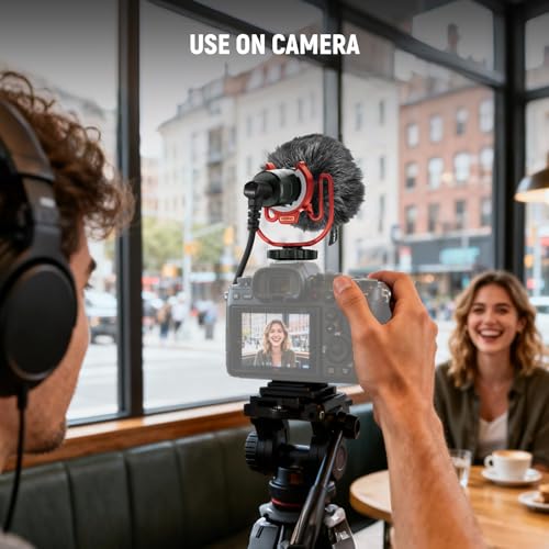 NEEWER Plug & Play Vlog Microphone, 20-20KHz Mini Supercardioid Mic with 3.5mm TRS, USB C OTG Cable, Shock Mount, Windscreen Compatible with iPhone 16 15 14 Samsung S24 Android Tablet Mac Camera, VM10 VM10 Microphone