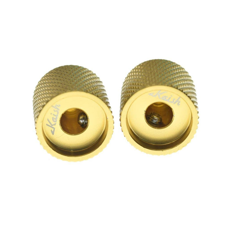 [AUSTRALIA] - KAISH Set of 2 Aluminium Metal Flat Top Guitar Bass Knobs Guitar Volume/Tone Control Knobs 1/4" Universal Potentiometer Pot Knobs with Indicator Line for Tele/Telecaster Gold 