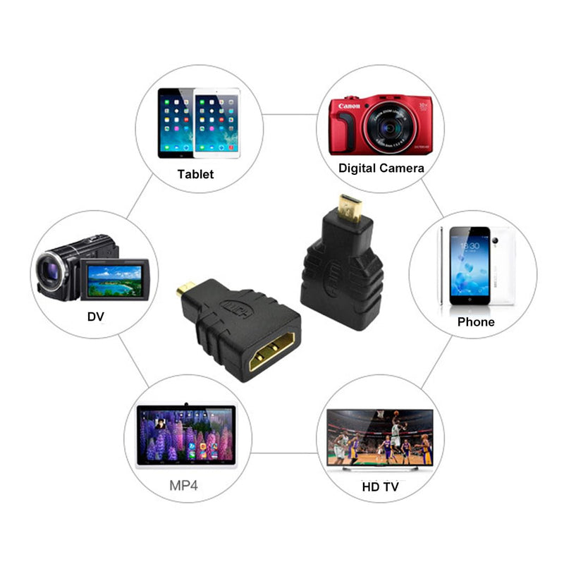 RIIPOO Micro HDMI to HDMI Adapter, Micro HDMI Male to HDMI Female, 4K@60Hz HDR 3D Dolby 18Gbps, Compatible for Nikon Zfc, GoPro Hero, Raspberry Pi 4, Sony A6000 and Other Action Camera