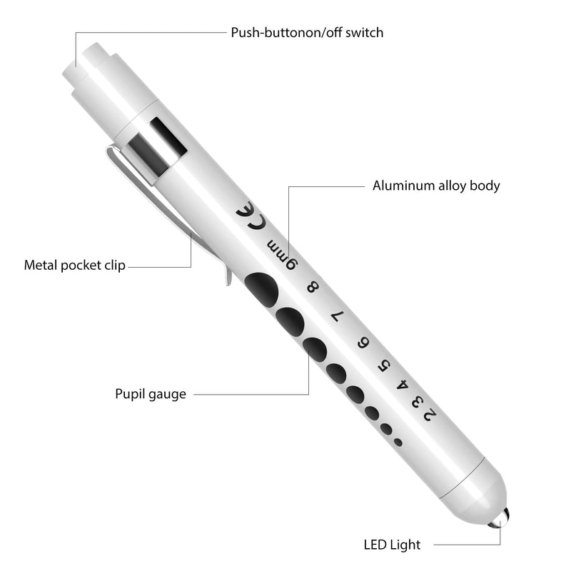 [AUSTRALIA] - RISEMART Pupil Light, Diagnostic Light, Nurse Emergency Service Accessories with Pupil Meter and Ruler (Gold and White) Gold and White 